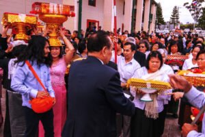 Khmer Buddhist community participating in Kathin Robe Offering ceremony