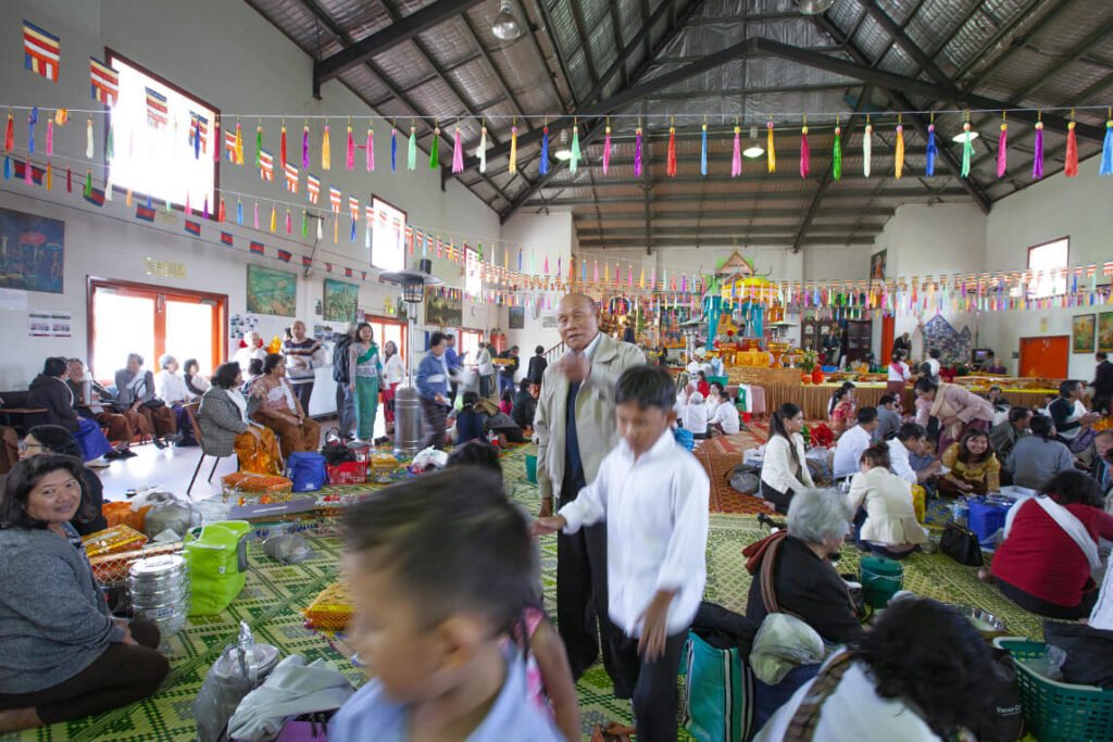 Cambodian community gathering together at Wat Buddharangsi Melbourne