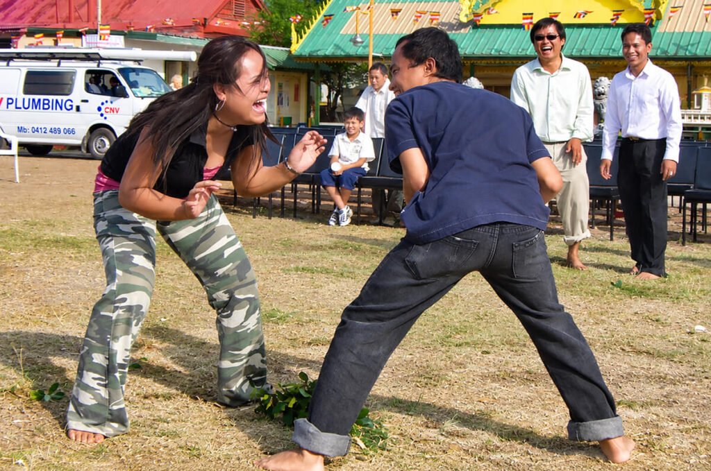 Playful Festival Faceoff by the Temple