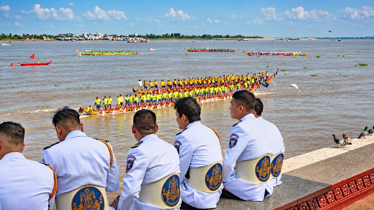Traditional boat racing during the Cambodian Water Festival